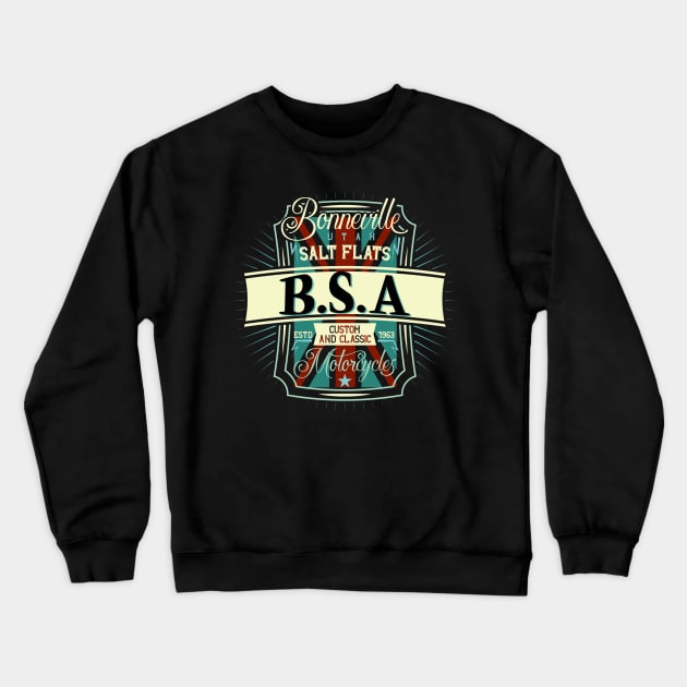 Bonneville Salt Flats Utah Legendary Motorcycle Racer Crewneck Sweatshirt by MotorManiac